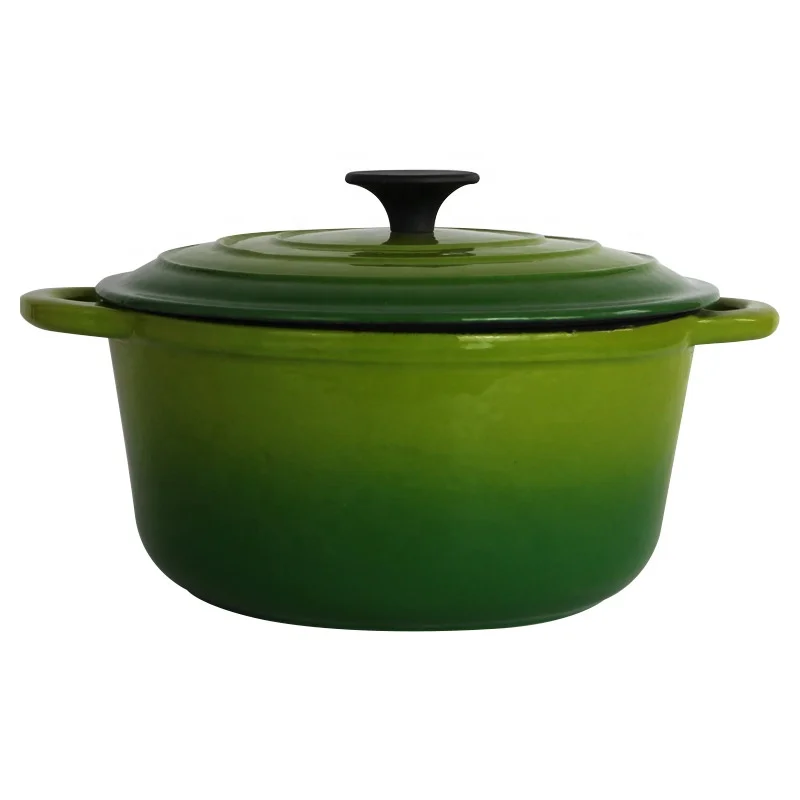 Runde Grün Emaillierten Gusseisen Topfdutch Oven Mit Dual Dutch Oven 24CM Green