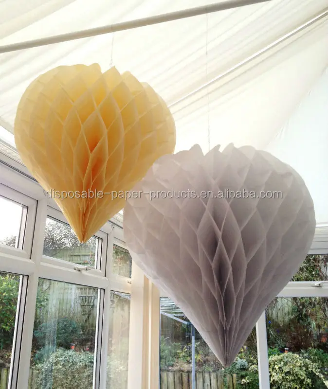 Party Supplies 3 X Pretty Paper Hanging Honeycomb White Hearts