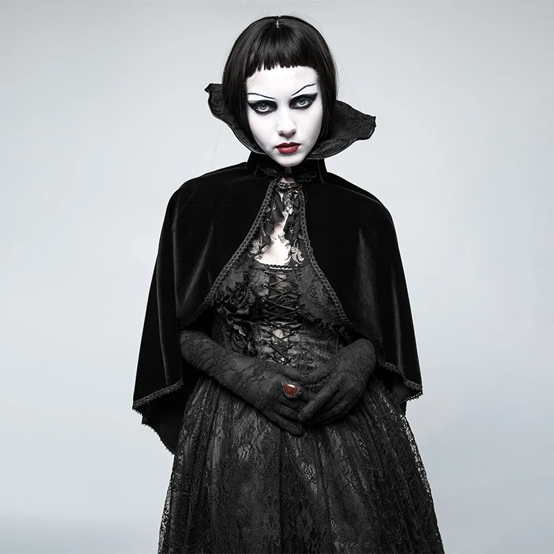 Y 7ゴシックパレスノーブルプリンセスハイカラーショートベルベットレースマント Buy ウールケープコートマント レースのマント ファッションマント Product On Alibaba Com