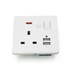 BS1363 HongKong/UK/British 3 Pin Wall Socket Outlet and Double USB Plug with 1 Gang Electric Wall Switch USB Power Socket