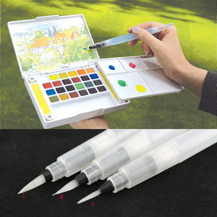 2015 3 Sizes Refillable 5pc Pilot Water Brush Ink Pen for Water Color Calligraphy Drawing Painting