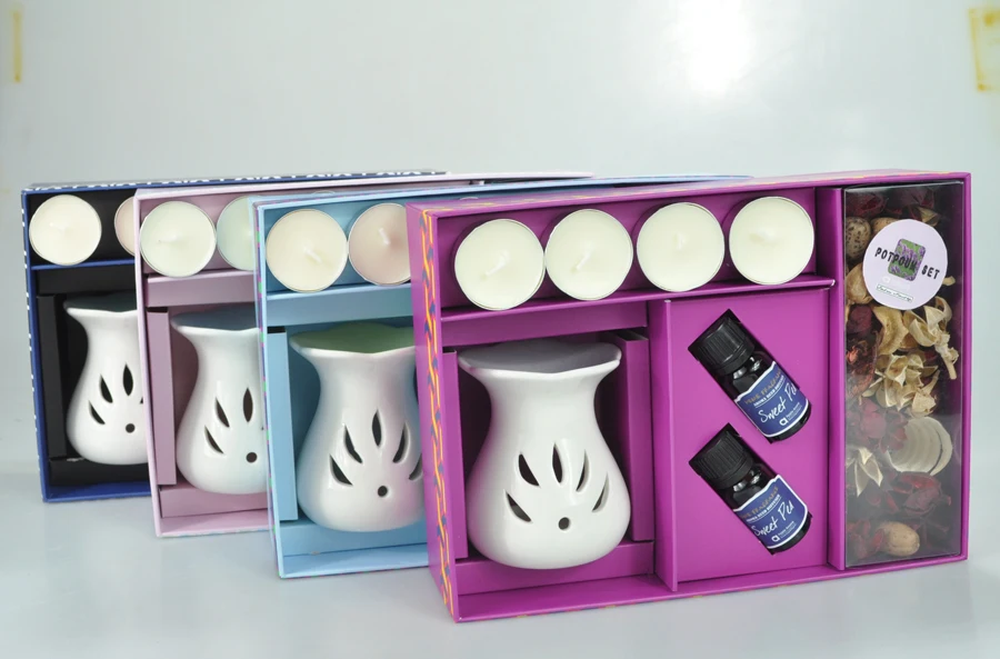 Classical Tea Light Candle Gift Set With Frangrance Oil And Aroma Burner And Potpourri Buy Tea