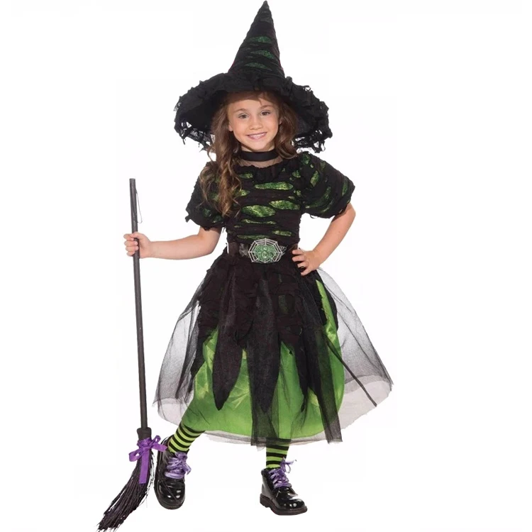 Wholesale Fashion Kids Party Cosplay Girls Witch Halloween Costume With