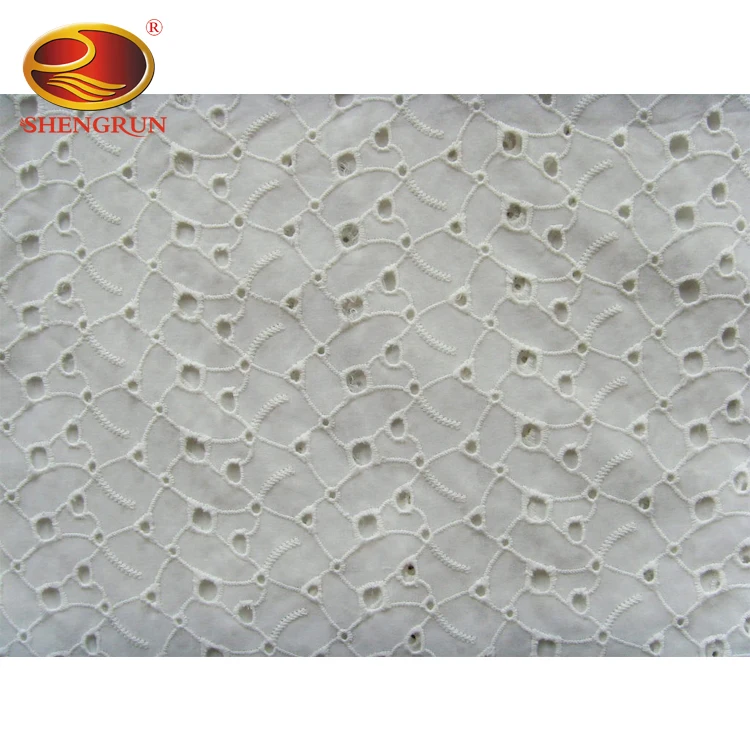 Factory hot sale white TC lace embroidery fabric for garment