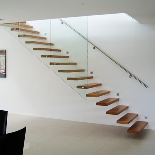 Metal Brackets For Wood Beams Floating Tempered Glass Railing Staircase ...