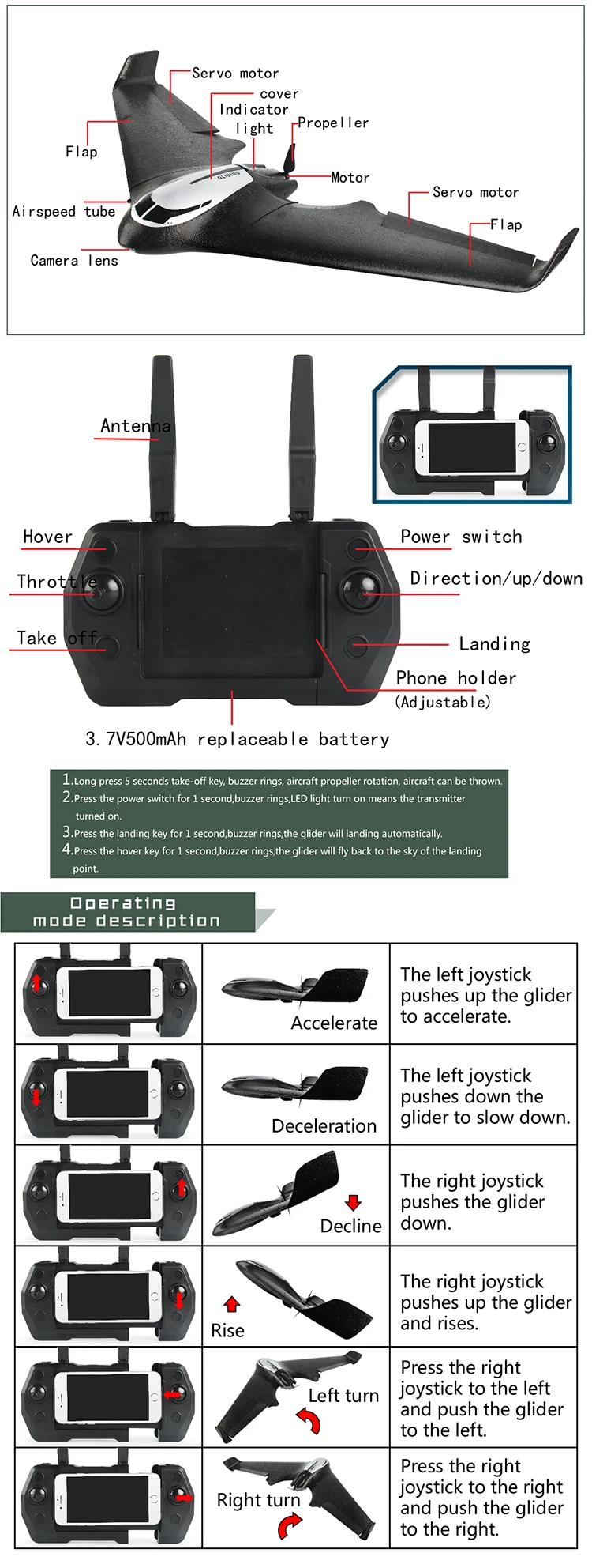 2019 SJY-525 GPS Glider RC Airplane Brushless Motor 720P Wifi FPV Camera With 40mins Flying Time