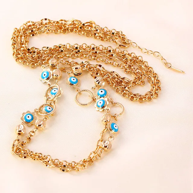 41313 wholesale china turkish jewelry accessories 18k delicat evil eye gold plated jewelry necklace
