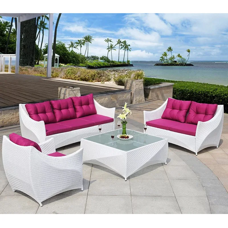 Garden Design White Rattan Patio Wicker Outdoor Furniture Sofa With