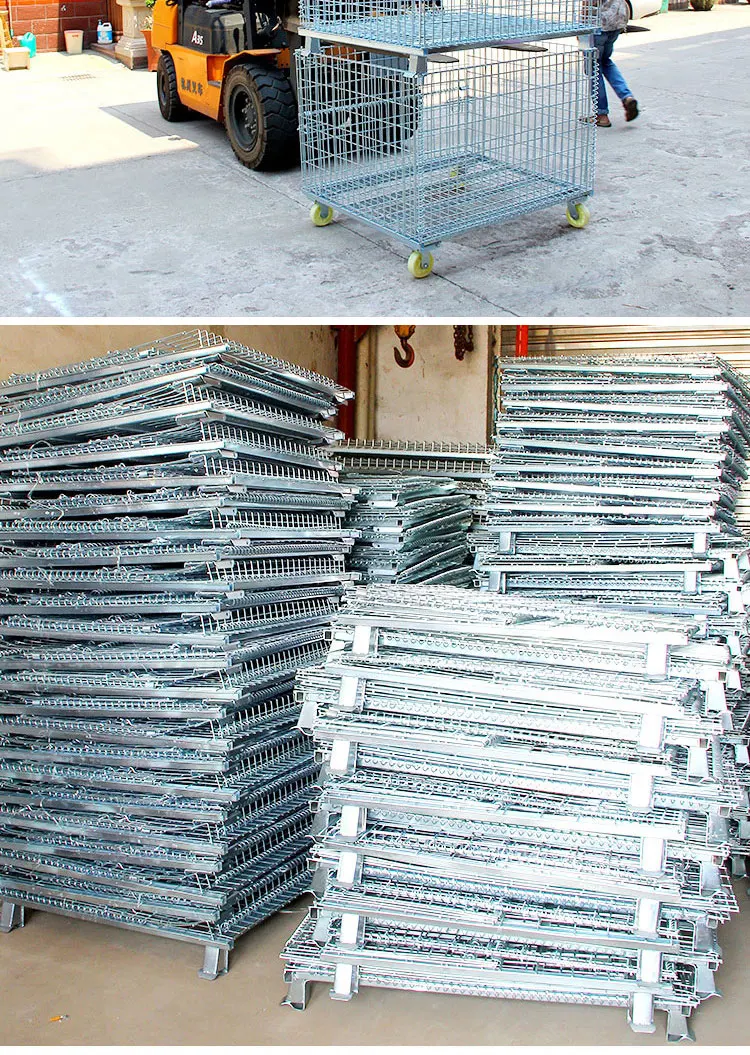 Stackable Large Metal Wire Mesh Basket Cages With Wheels Buy Wire