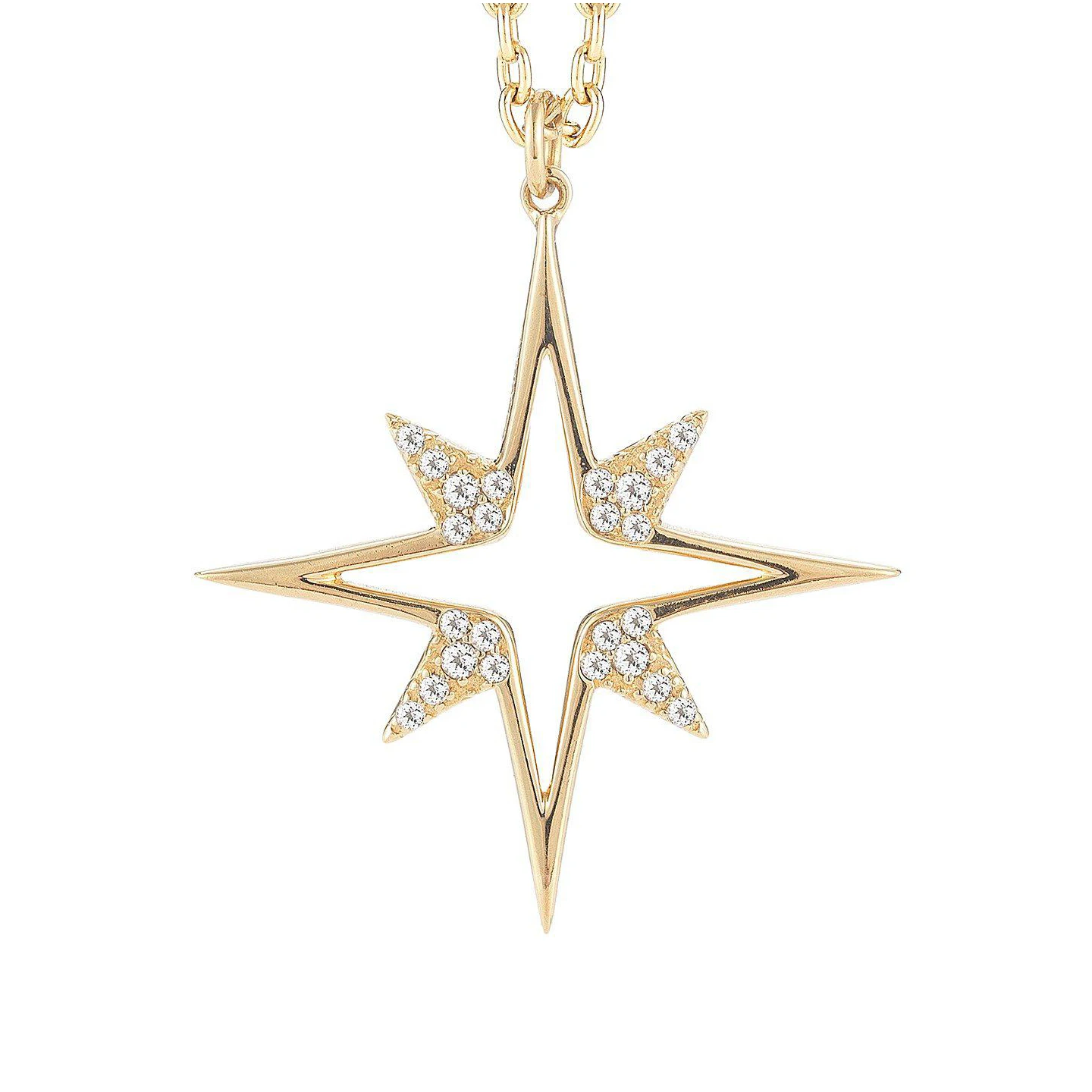 Eight Pointed Star Gold Jewelry Cz Pendant Minimalist Necklace - Buy ...