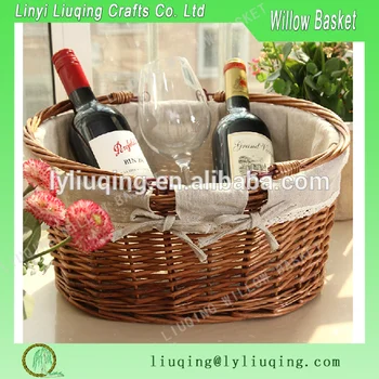 Factory Whole Wicker Wine Holder Picnic Basket With Fabric Liner Factory Whole Wicker Wine Holder Picnic Basket With Fabric Liner