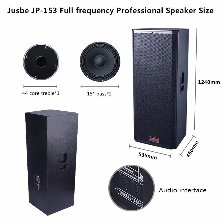 Jusbe JP-153 professional Dual 15 inch DJ big power tweeter speaker