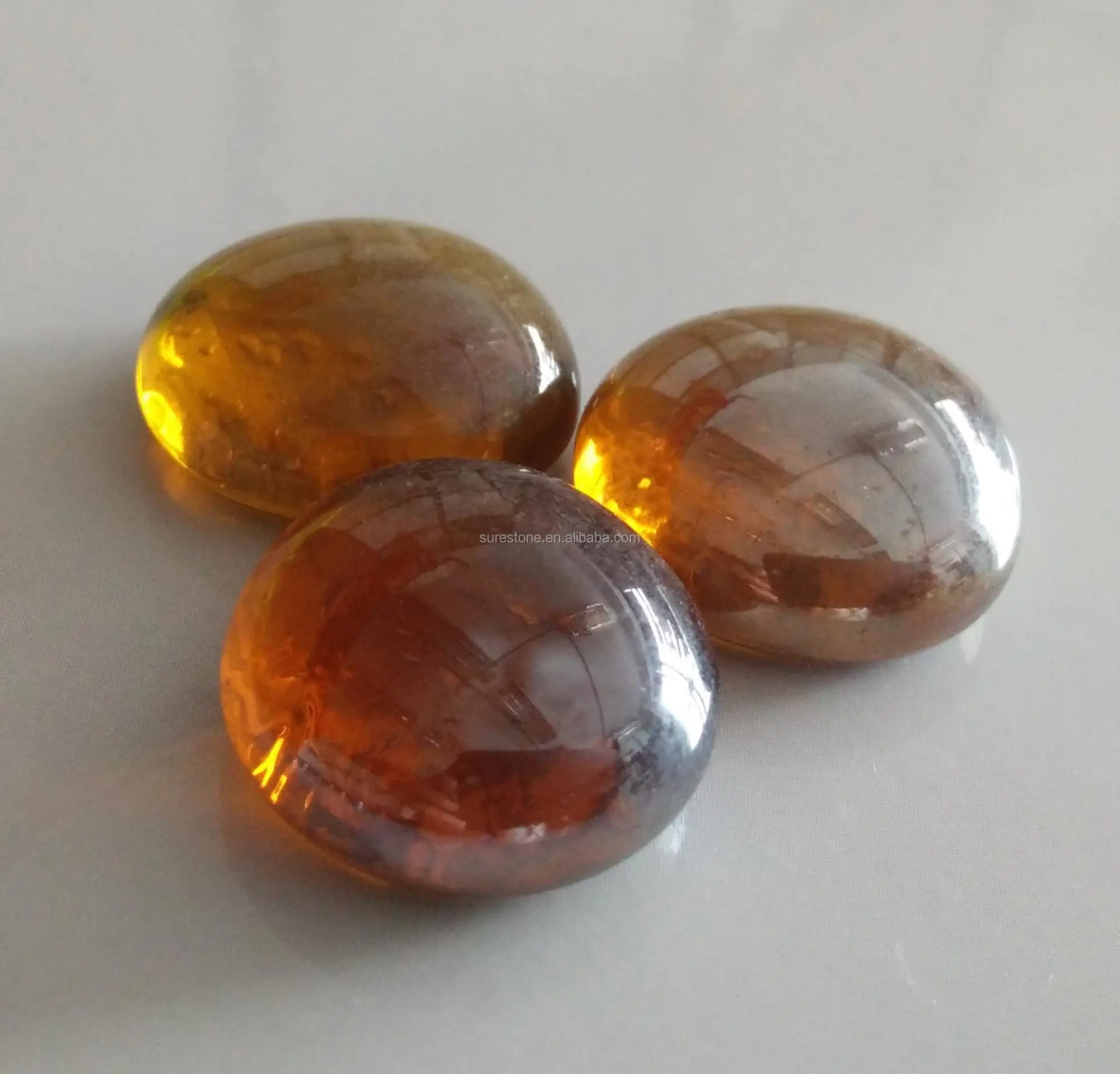 Factory Supply Amber Color Decorative Glass Pebbles For Garden