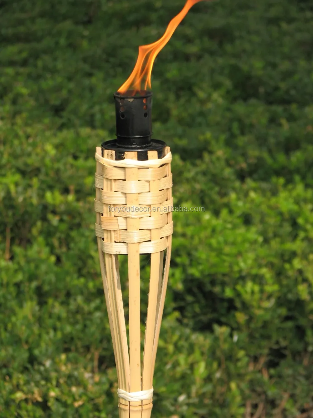 Bt046 Nature Garden Bamboo Torch With Weaving,Black Metal Tank Buy