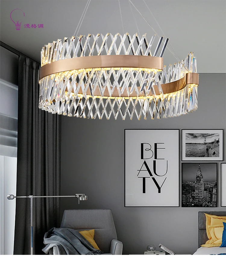 Modern LED crystal chandelier stainless steel chandelier can be customized living room bedroom hotel lighting