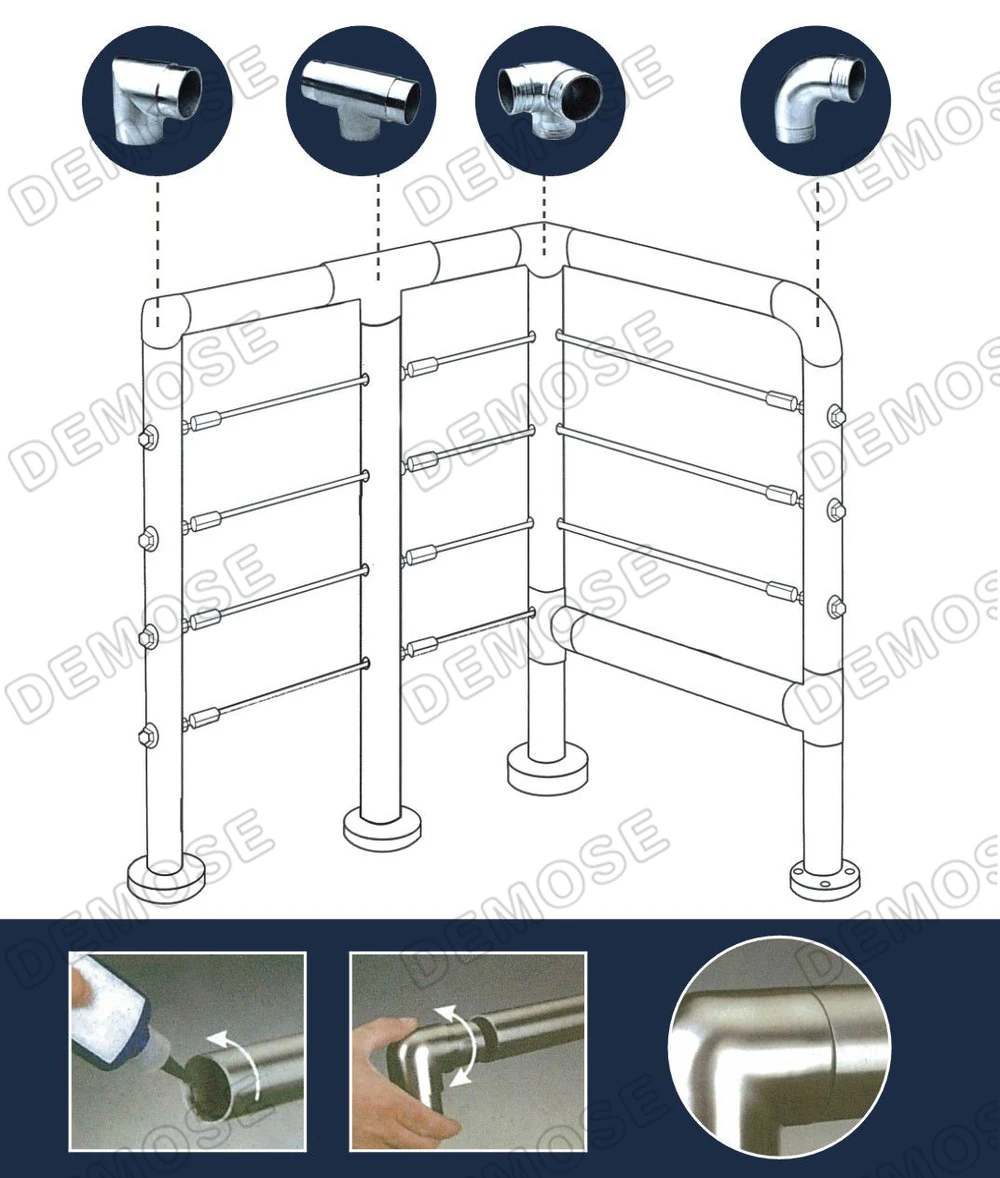 side mounted galvanized steel pipe cable balustrade