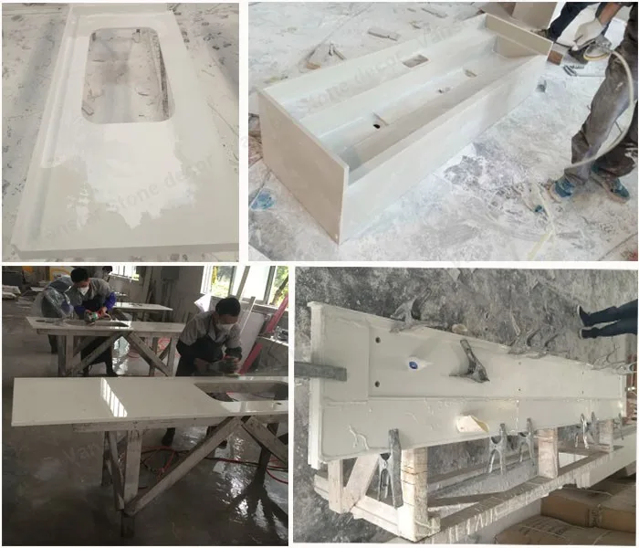 Granit Einem Stück Waschbecken Und Arbeitsplatte,Acryl Harz Stein Bad