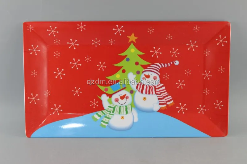 Christmas Melamine Rectangle Plate Plastic XMAS Tray