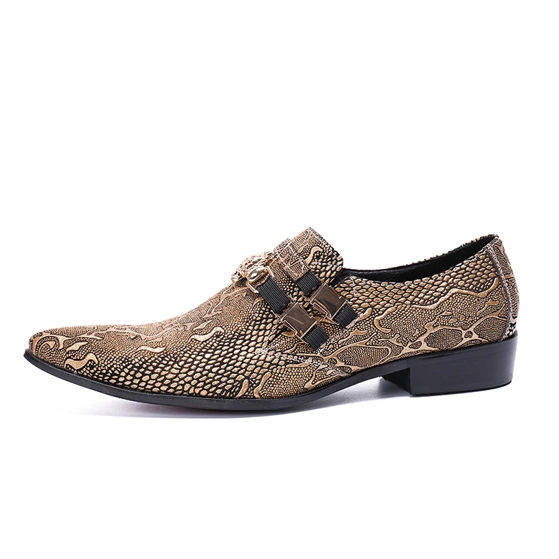 black dress shoes with gold accents