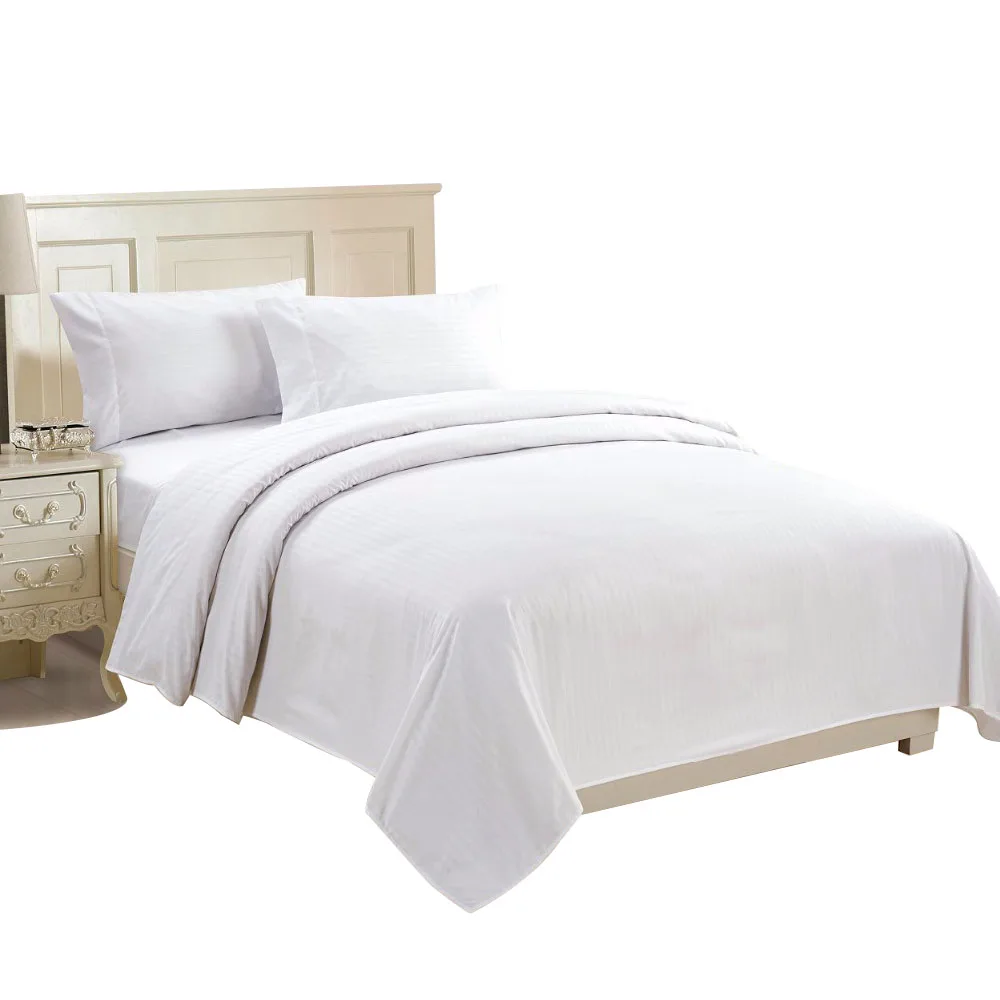 Directly Hotel Bedding Supplier Stain White 1cm Stripes 50 Polyester 50