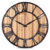 16 inch Nordic Antique Retro Solid Wood Round Wall Clock Metal Frame