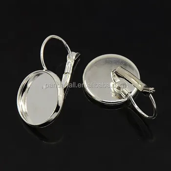 14mm Round Bezels Blanks Br Silver French Leverback Earrings 14mm Round Bezels Blanks Br Silver French Leverback Earrings Findings