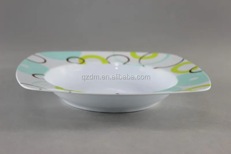 9inch Melamine Square Suop Plate Plastic Deep Plate