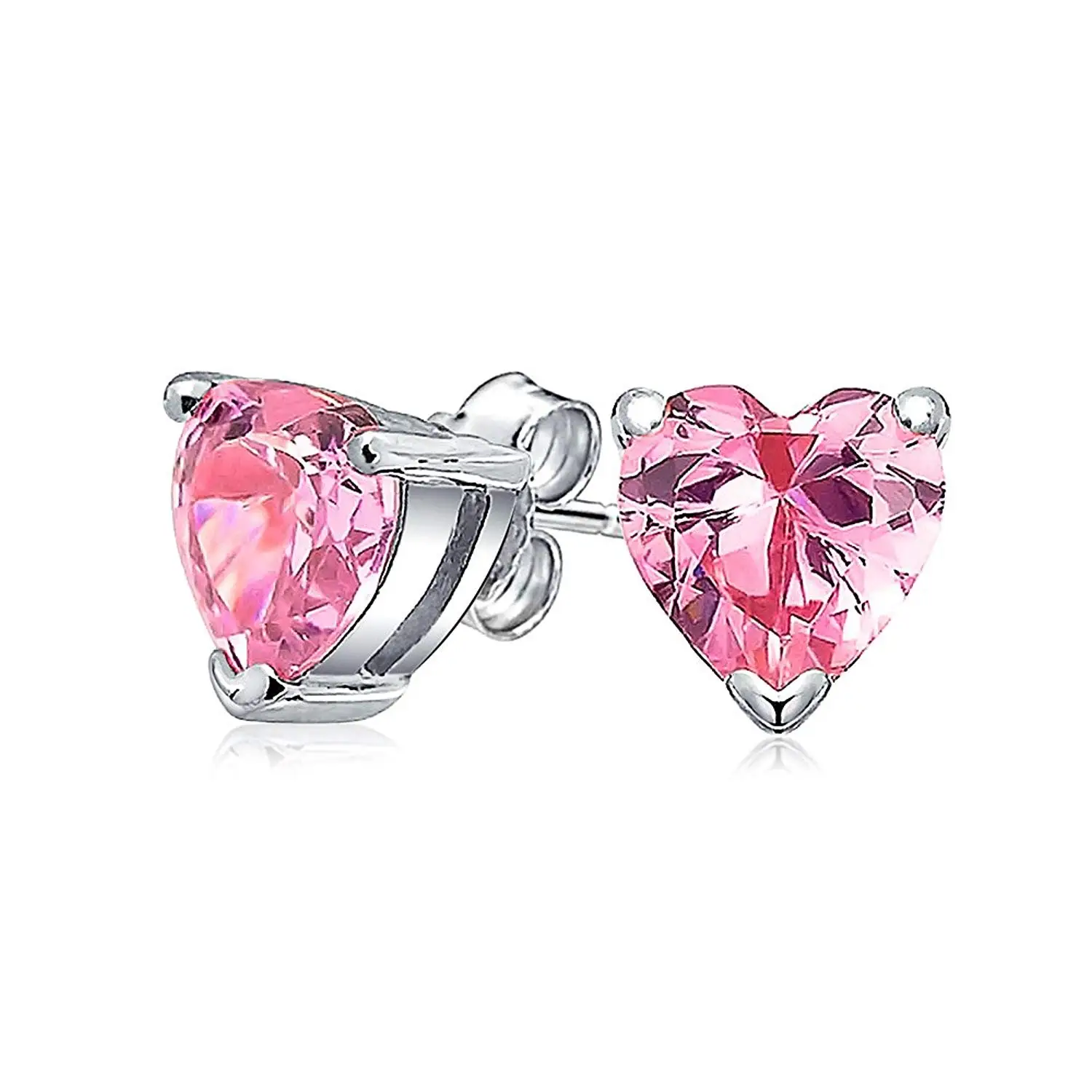 Light Pink Stud Earrings Find Deals Get Quotations Pink Heart Cz Stud Earrings 925 Sterling Silver 7mm