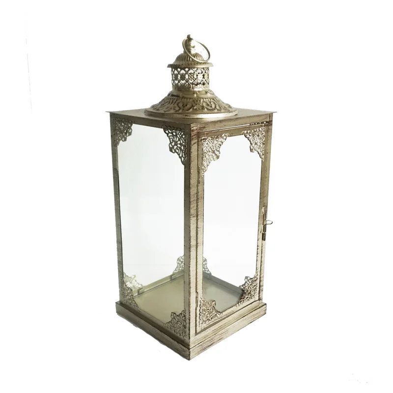 Lantern Candle Holders Gold Metal And Glass Tealight Candle Holder