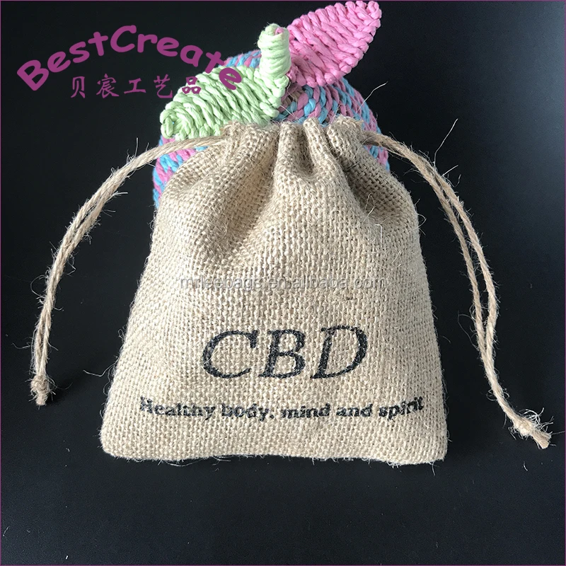 custom 25x40cm natural drawstring jute burlap cosmetic bags with