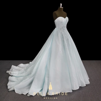 Stylish Aqua Simple Wedding Dresses Organza Bridal Ball Gown Dress
