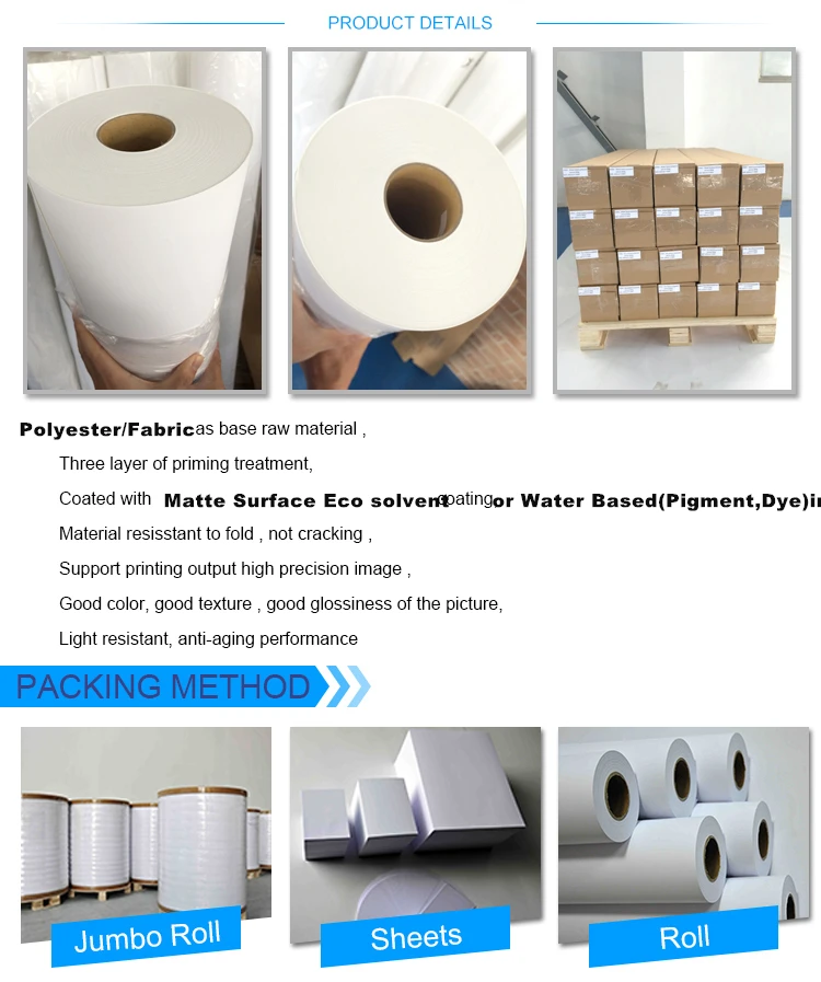 Reliable quality inkjet polyester canvas roll 220g-300g