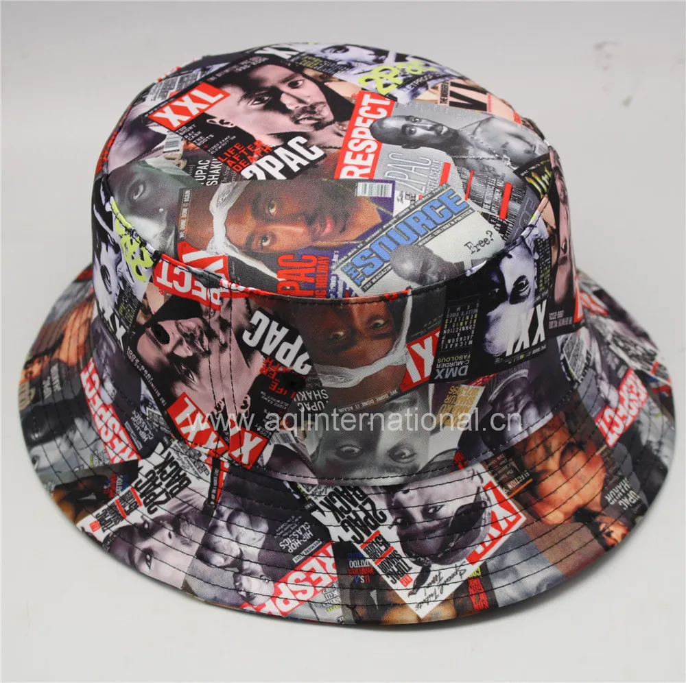 Fashion Cool Custom Digital Printed Reversible Buckets Hats Sublimation