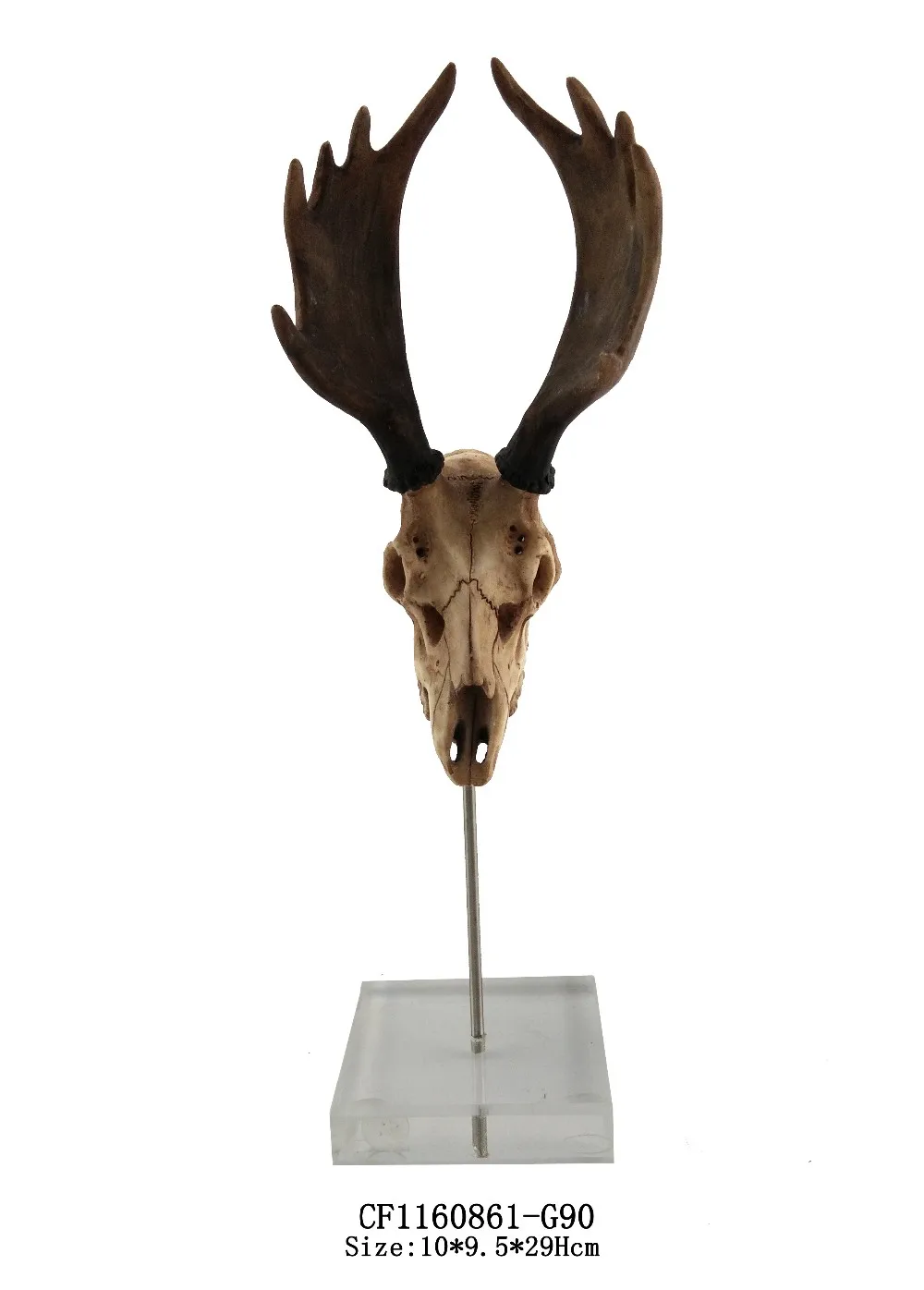 3D carved resin moose head acrylic base artificial animal skull decoration home decor manufacture