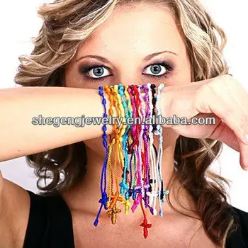 Decenario Knotted Thread Rosary Cross Strand Bracelet Hip Hop Kanye West Decenario Knotted Thread Rosary Cross Strand Bracelet Hip Hop Kanye West