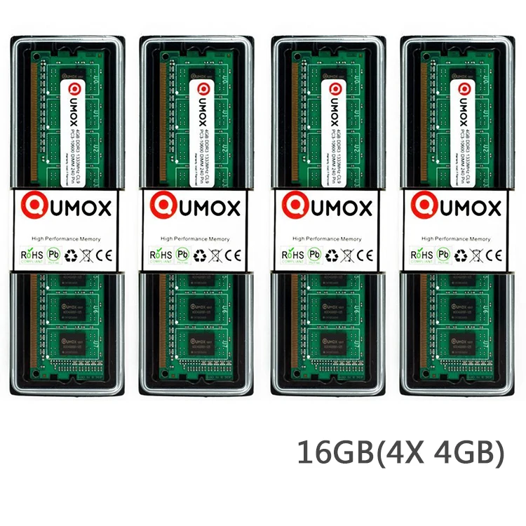 QUMOX Memoria Dimm 4GB DDR3 1333 1333MHz PC3-10600 PC-10600 240 Pines para computadora Escritorio PC 
