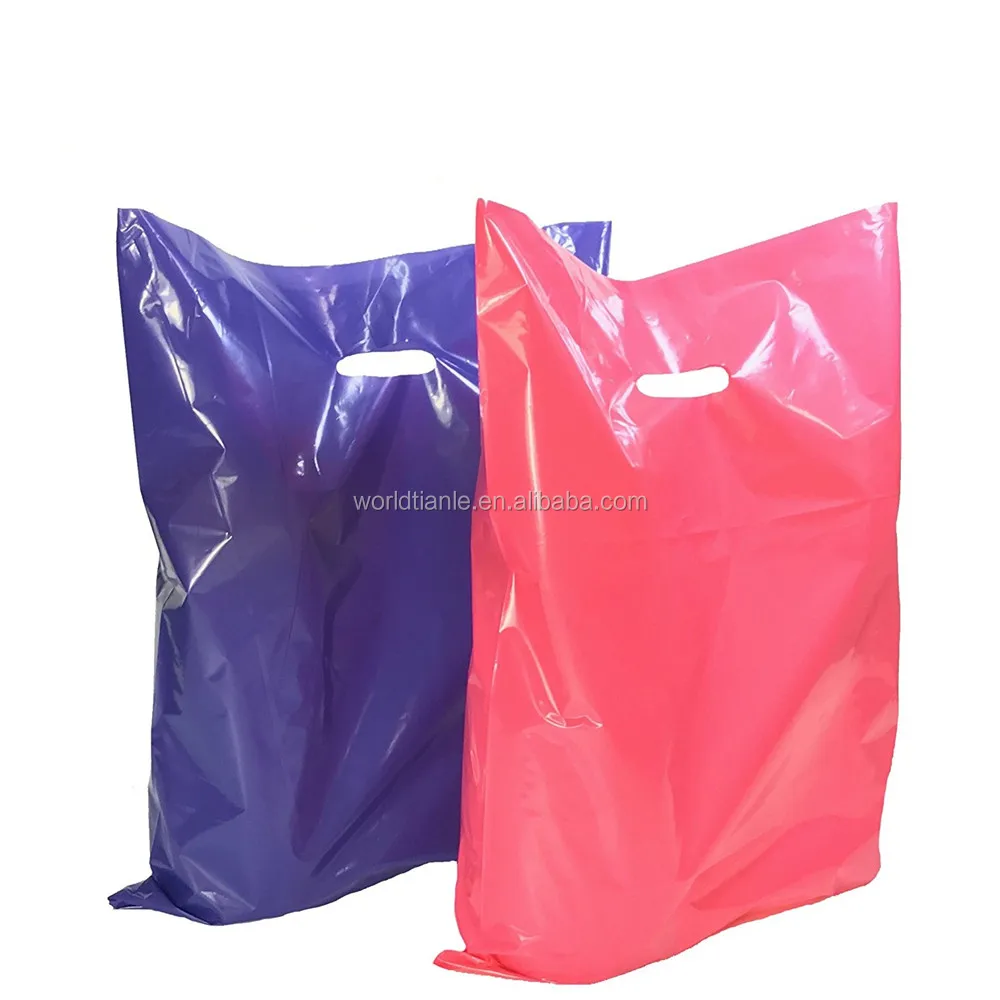 Extra Thick Glossy Plastic Retail Merchandise Bags,With Die Cut Handles