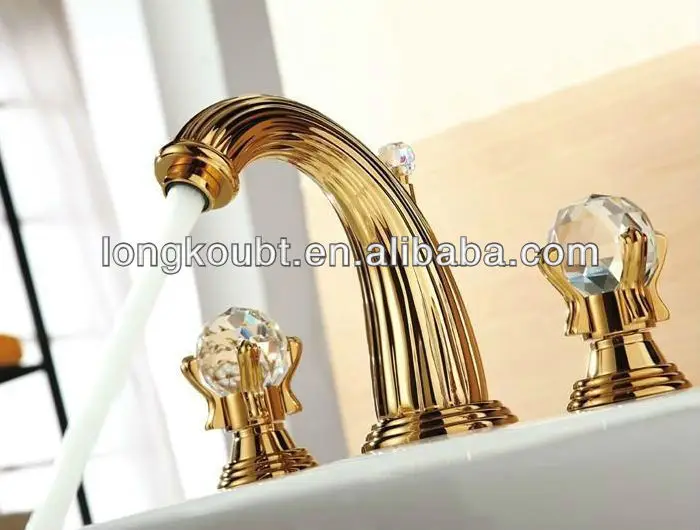 WIDESPREAD LAVATORY BATHROOM SINK FAUCET crystal handles knobs faucet