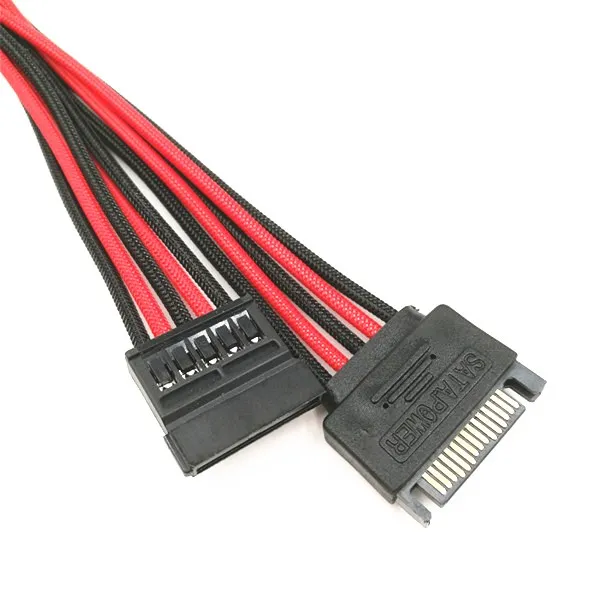 Multicolor sleeved molex 5pin to SATA 15pin computer power extension cable - ANKUX.COM