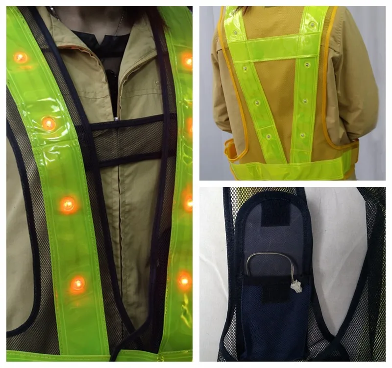 Best Selling Night Flashing Led Lights Safety Vest Led Reflective Vest