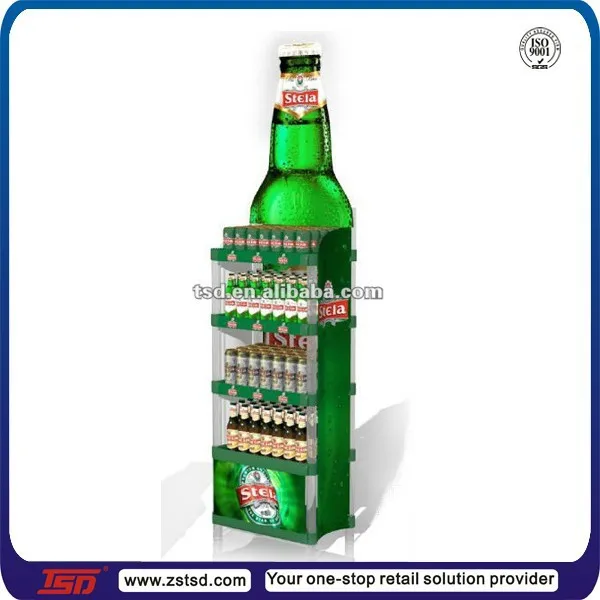 Custom Retail Store Beer Can Display Racks Liquor Bottle Display Shelf