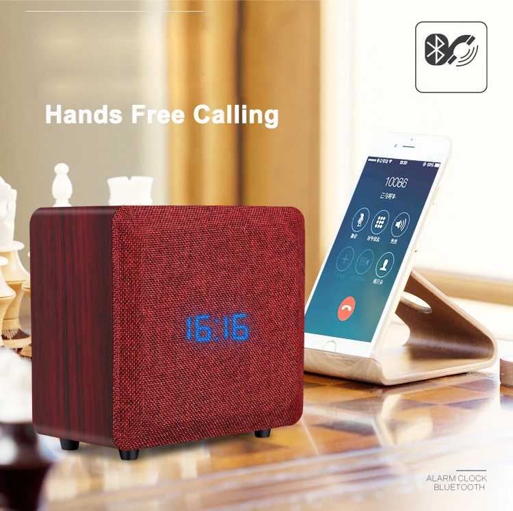 2018 New  Support USB TF Card FM Radio Alarm Clock Handsfree Calling Retro Wooden Bookshelf Bluetooth Speaker