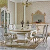Luxury Italian antique white color wooden rectangle dining table set