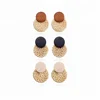 Latest Wooden Disc Earrings Straw Weave Rattan Big Round Drop Earring For Women Jewelry