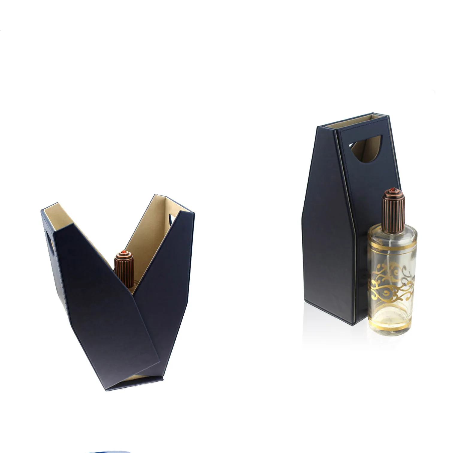 新的皮革礼品盒与磁性盖豪华包装圆形天鹅绒香水盒