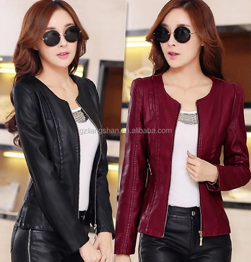 2015 New Fashion Girls Faux Leather Jacket /custom Slim Fit ...