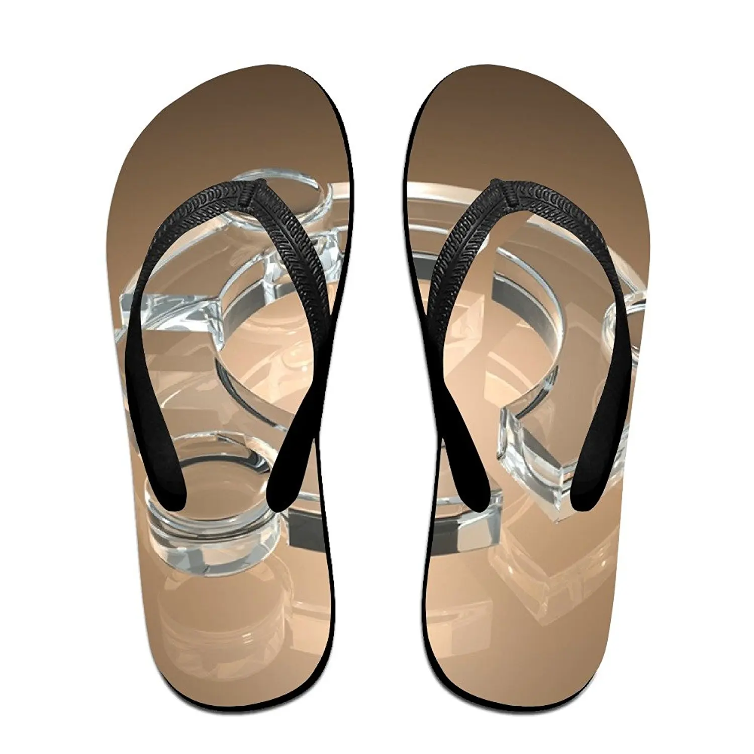 Jinqiaoguoji Custom Summer Shape Glass Brown Design Womens Sandals Beach Sandals Pool Party Slippers Flip Flops