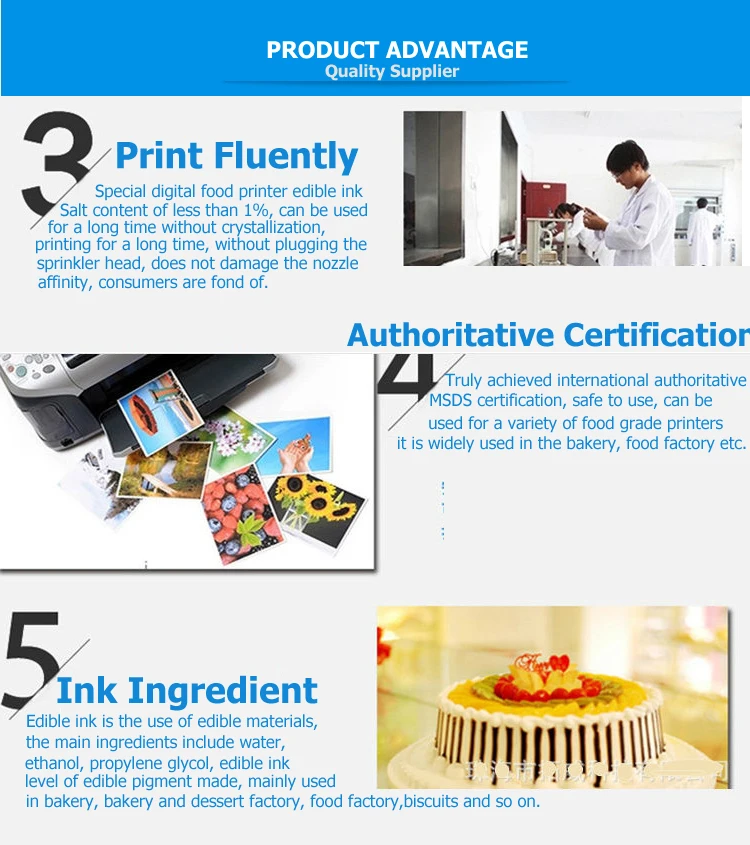 Food Grade Printing Edible Ink For Epson For Canon For Hp Printers Diy Food Coloring Cake