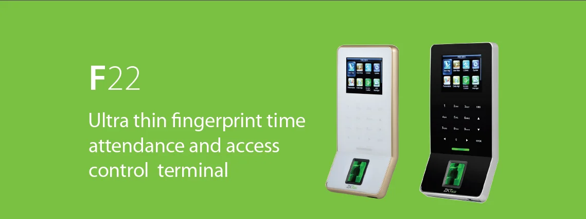 ZK F22 Ultra thin Wifi fingerprint time attendance and access control terminal