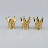 CZ Micro Pave Gold Plated Brass Metal Crown Charm Pendant